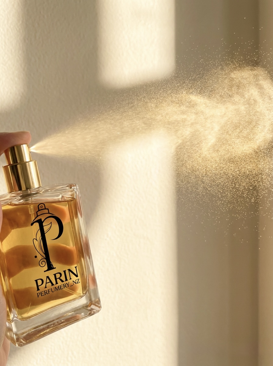Perfume mist in morning light